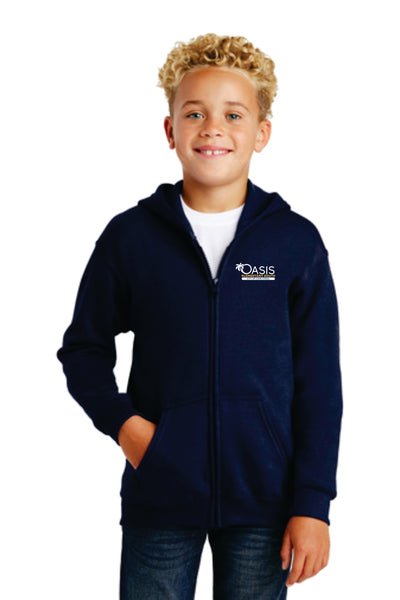 Youth zip up hoodie color navy blue